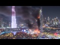 New Year with Huge Fire at The Address Downtown Dubai Luxury Hotel timelapse