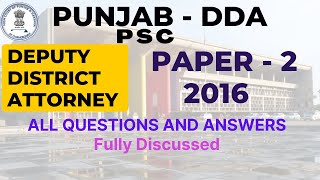 PUNJAB DDA 2016 - DEPUTY DISTRICT ATTORNEY - PPSC - PAPER 2 Fully Discussed