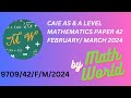 Solved CAIE A Level Math Paper 42 February /March 2024 (9709/42/F/M/2024)