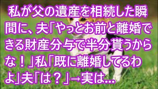 【スカッとする話】 私が父の遺産を相続した瞬間に、夫「やっとお前と離婚できる財産分与で半分貰うからな！」私「既に離婚してるわよ」夫「は？」→実は   【修羅場】