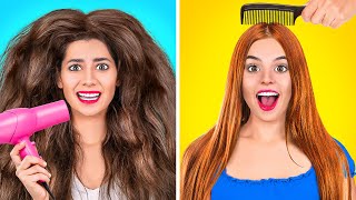 THICK HAIR VS THIN HAIR || Funny Girly Struggles and Relatable Situations by 123 GO! CHALLENGE