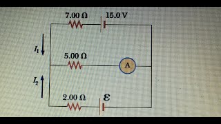 The ammeter shown in Figure reads 2.00 A. Find I1, I 2, and E.