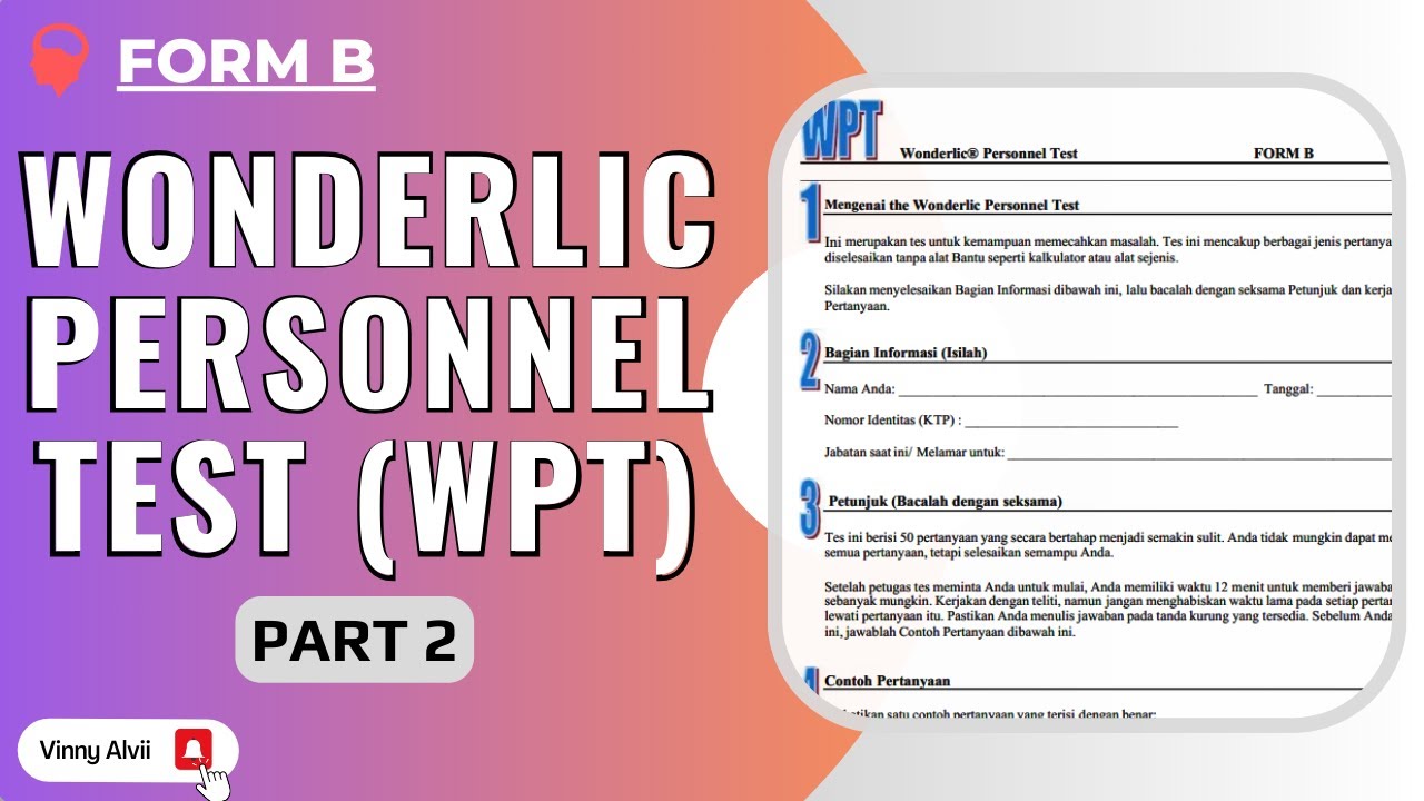 Psikotes IQ WPT Form B (Wonderlic Personnel Test) | Part 2 - YouTube