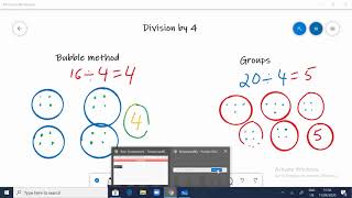 Division by 4 using bubble method and grouping