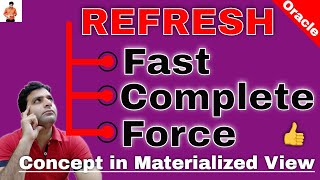 Concept of Refresh with FAST, COMPLETE and FORCE Mode in Materialized View