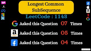 VERY IMPORTANT- Dynamic Programming- Interview Problem || Longest Common Subsequence: Leetcode 1143