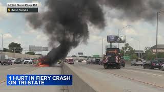1 injured in fiery I-294 crash near O'Hare: Illinois State Police