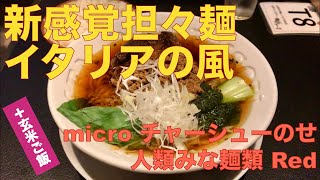 人類みな麺類 Red （東京・赤坂） らーめんmicro チャーシューのせ［ジェノバ風担担麺］＋ 玄米ご飯　〜ラーメン食べて詠います