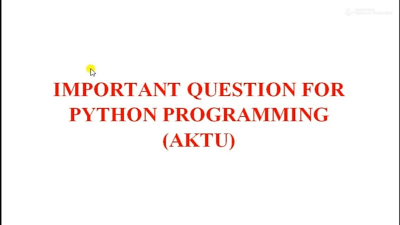 Important Question For Python Programming Aktu Youtube
