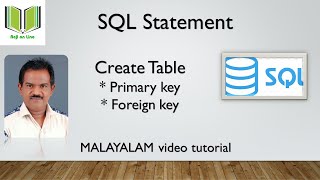 SQL Statement| CREATE TABLE | PRIMARY KEY & FOREIGN KEY|SQL#1 | MALAYALAM TUTORIAL | BY REJIMON V R