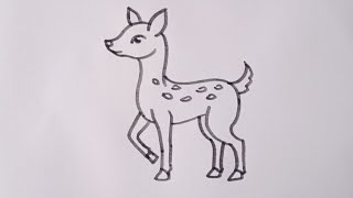 How to draw a deer/simple deer drawing step by step/deer outline drawing