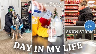 DAY IN MY LIFE: Snow Day! ☃️❄️ -27 Snow & Ice Storm + How I Make Vanilla Sweet Cream Cold Foam