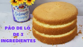 PÃO DE LÓ DE 3 INGREDIENTES PARA FORMA 15x10 - MASSA PARA BOLO COM 3 INGREDIENTES | Bru na Cozinha