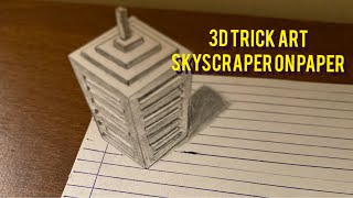 3D trick art - Skyscraper on paper | Big Building illusion #3dartdrawing #drawing