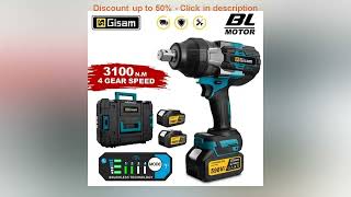 GISAM 3100N.M Brushless Electric Impact Wrench 3/4 Inch Cordless Torque Wrench Screwdriver Powe