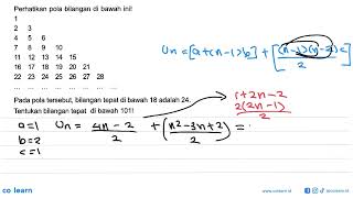 Perhatikan pola bilangan di bawah ini! 1 2 3 4 5 6 7 8 9 10 11 12 13 14 15 16 17 18 19 20 21 22 2...