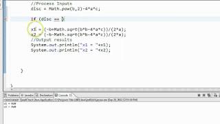 Java - Math Example Quadratic Formula 2