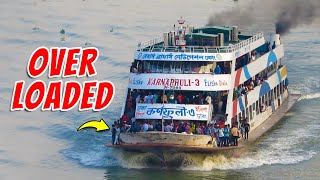 Overloaded Passenger Ship | M.V. KARNAPHULI-3 | Fastest Elisha To Dhaka Service | Launch Graphy