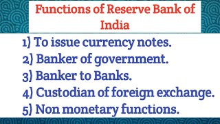 Functions of RBI (Reserve Bank of India) in Hindi | very easy