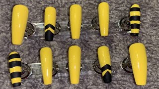 I made QUEEN BEE nails!!!! (From Miraculous Tales of ladybug and cat noir)