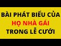 BÀI PHÁT BIỂU CỦA HỌ NHÀ GÁI TRONG LỄ CƯỚI