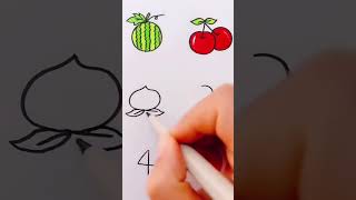 cara gambar anak paud| cara gambar buah buahan dari angka
