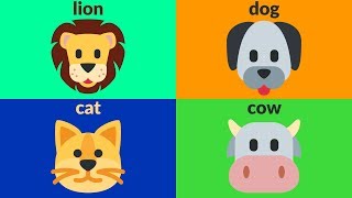 LEARN ANIMALS WITH EMOJIS - Animal Emojis for Kids, Toddlers, Kindergarten, Children