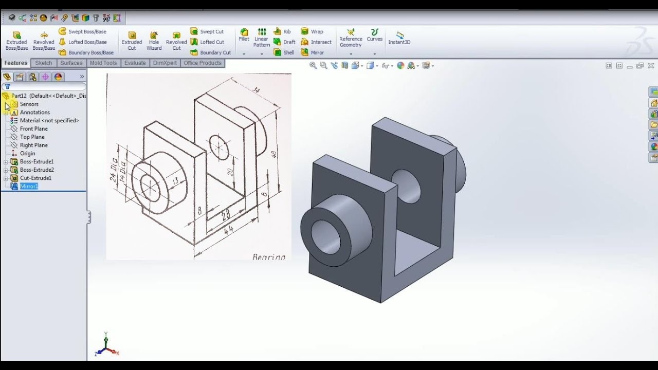 Solidworks Basic Part Design Tutorial For Beginners 6 Youtube Solidworks Basic Part Design Tutorial For Beginners 6 Youtube