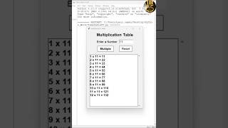 Python Tkinter Multiplication Table GUI Tutorial