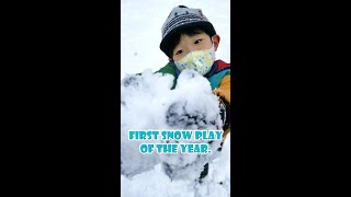 First snow play of the year♡｜今年最初の雪遊び♡ #Shorts