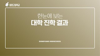 동양고 입학설명회 - 한눈에 보는 대학 진학 결과