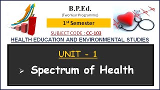 Spectrum  of Health | B.P.Ed. 1st Sem. | Sub. Code : CC-103 | UNIT-1