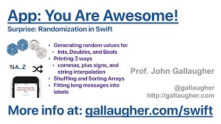 Ch. 2.11 Surprise: Randomization in Swift, PLUS printing 3 ways, Array Shuffling & Array Sorting