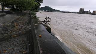 木曽川　大雨増水　犬山城付近　令和3年8月14日