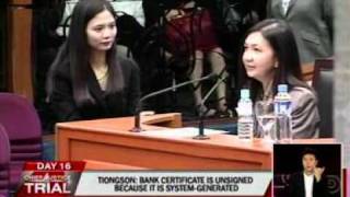 Enrile asks Tiongson to explain how the bank prepares its bank certificates