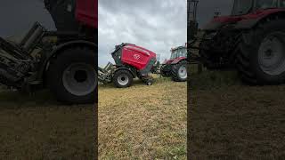 Massey 7S.180 and Protec baler/wrapper #tractor #farming #mrmasseyferguson #massey7s #silage2024