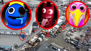 BANBAN.EXE FROM GARTEN OF BANBAN AND BLUE FROM RAINBOW FRIENDS CAUGHT ON DRONE IN REAL LIFE
