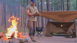 Solo Camping and Relaxing under Tarp | Cosy ASMR