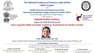 Special Public Lecture on Solar magnetic fields & solar irradiance: implications for Earth's climate