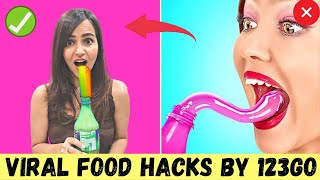 TRYING Viral FOOD Hacks by 123 Go || FROZEN Honey Jelly
