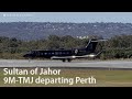 Sultan of Johor (9M-TMJ) is Back in Black at Perth Airport.