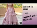 convert old saree/fabric into layerd skirt/lehenga