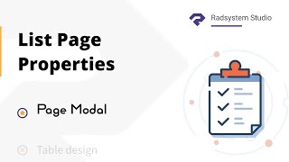 Page Modal Configuration in List Page Properties | Low Code | RadSystems Studio