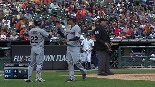 CLE@DET: Santana lines an RBI double to right-center