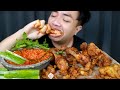 mukbang ayam goreng kulit ayam goreng krispi cocol sambal terasi pake lalapan