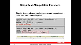 SQL language "single row function part 1 character"