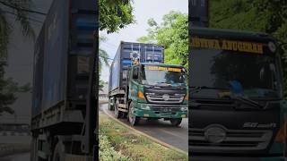 Big trailer truck driving slowly around the corner #truckindonesia #hino