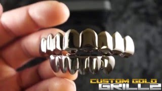 14k Gunmetal 8 Tooth Grills by Custom Gold Grillz