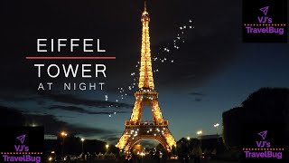 Eiffel Tower at night , Paris France. Eiffel Tower sparkling & twinkling at night - City of Lights.