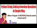 Python  || Q5.  Write a Program To REVERSE internal content of each word?
